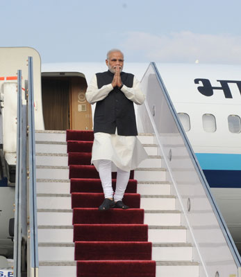 Modi arrives at Tribhuvan International Airport