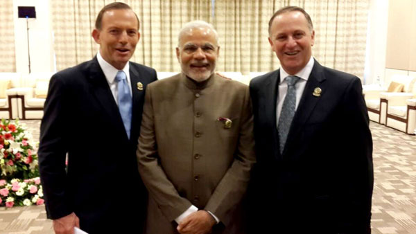 Modi meeting the Prime Minister of Russian Federation