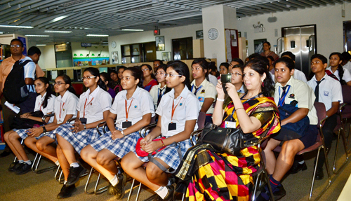 Miss America interacts with students