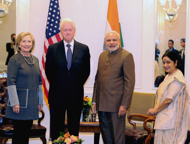 Modi, Sushma meet Clintons in NY