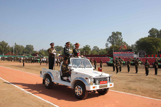 Army Chief gives away 'President's Standards' to 50 and 84 Armoured Regiments 