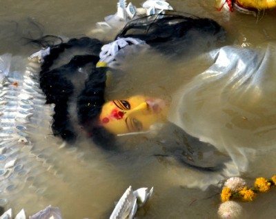 Revellers bid adieu to Goddess Durga on Maha Dashami