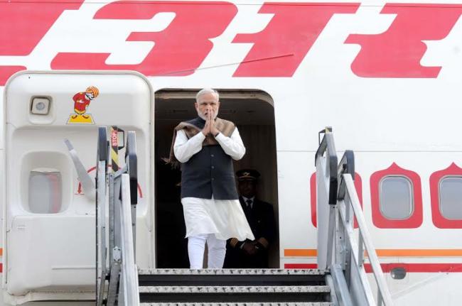 Narendra Modi arrives at the Dublin airport