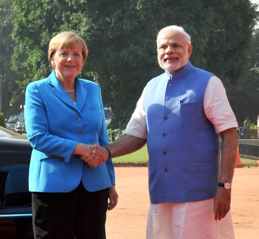 The German Chancellor, Dr. Angela Merkel with the Prime Minister, Narendra Modi,