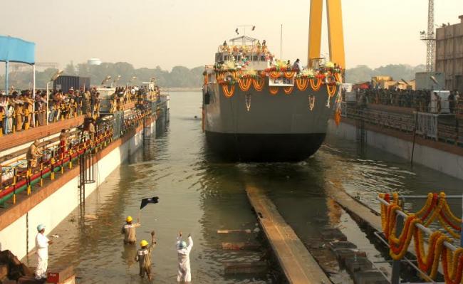 Landing craft utility ship for Indian Navy launched at GRSE