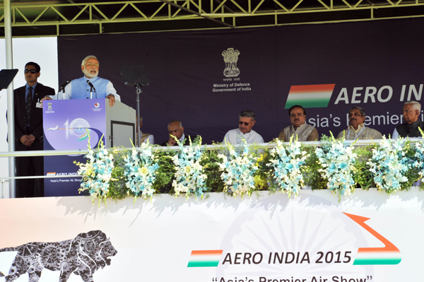 Narendra Modi at the Aero India-2015 Air Show