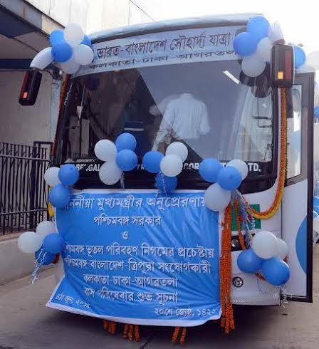 Mamata Banerjee flags off Kolkata-Dhaka-Agartala bus service