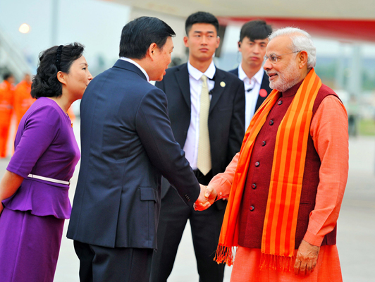 Modi arrives China on three-day visit