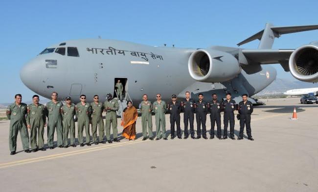  IAF Special Forces Garud Commandos on board an RAF C130 Hercules aircraft 
