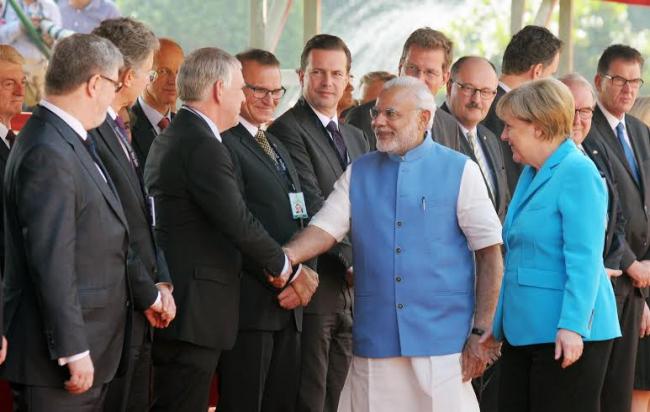 The German Chancellor, Dr. Angela Merkel with the Prime Minister, Narendra Modi,