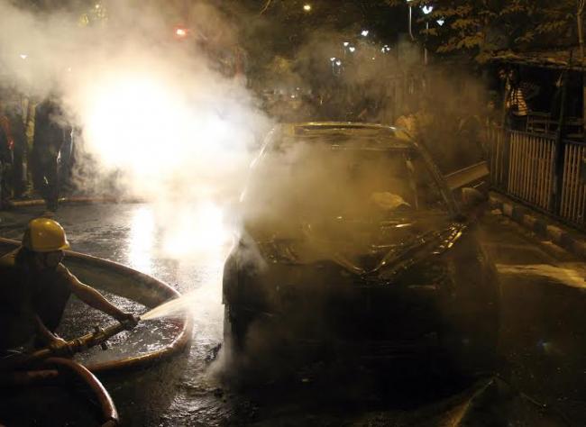 The blazing car in Kolkata