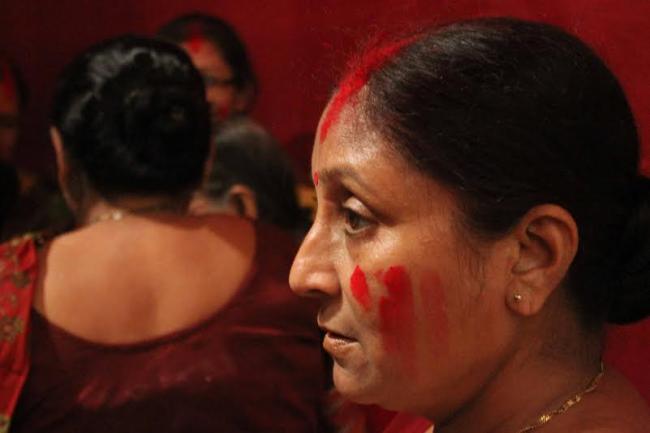 Women smear each other with sindoor on Vijaya Dasami