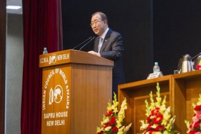 On India visit, Ban stresses country's role in security, human rights, development