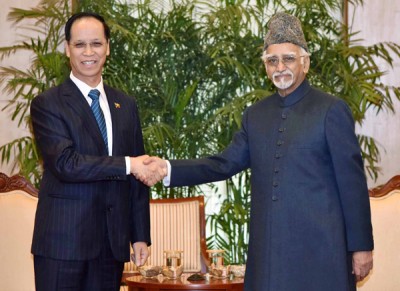 Myanmar VP meets Hamid Ansari