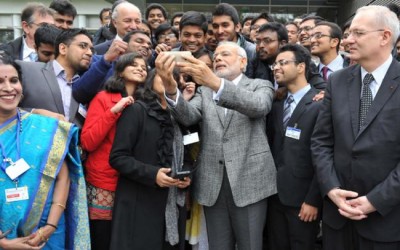 PM Modi clicks selfie with students 