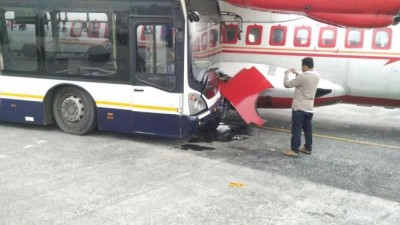 Jet Airways shuttle bus hits Air India aircraft in Kolkata