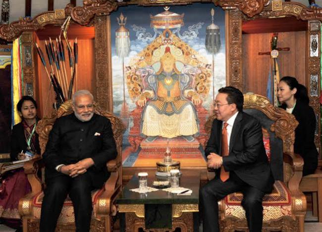 Narendra Modi and the Prime Minister of Mongolia