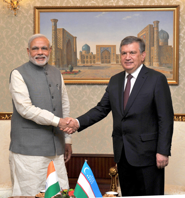 Modi arrives at "Tashkent -1" Airport, in Tashkent, Uzbekistan
