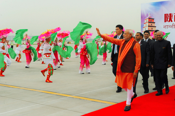 Modi arrives China on three-day visit