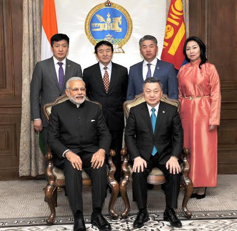 Narendra Modi and the Prime Minister of Mongolia