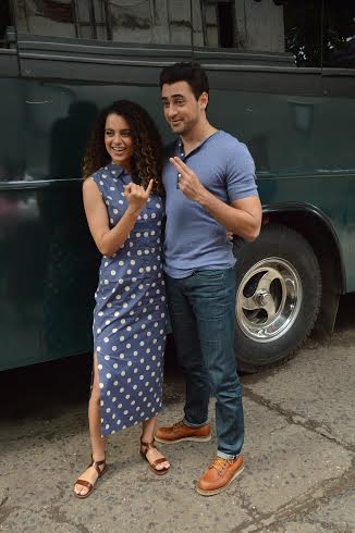 Imran, Kangana promotes 'Katti Batti' at suburban Mumbai studio