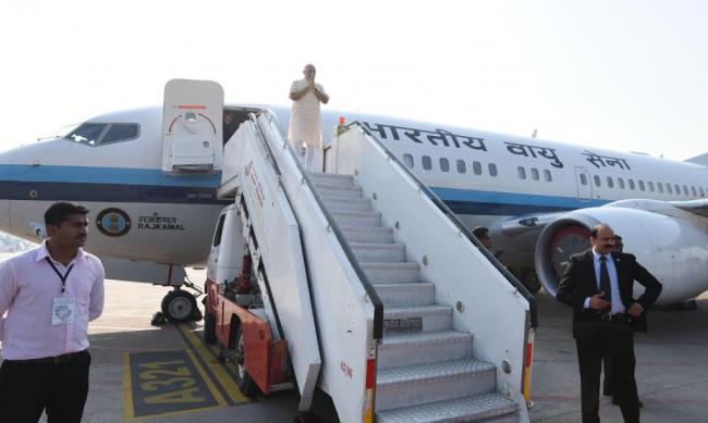  Narendra Modi arrives at Sardar Vallabhbhai Patel International Airport