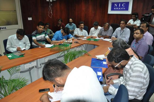 Nitin Gadkari holding a video conference