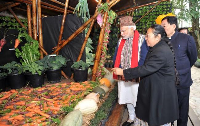  Narendra Modi visiting the organic product exhibition, in Gangtok