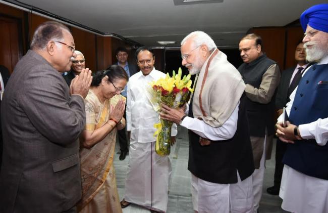 Narendra Modi arrives at Chandigarh Airport