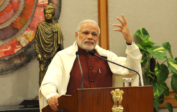 Narendra Modi addressing the National Youth Festival being held at Naya Raipur