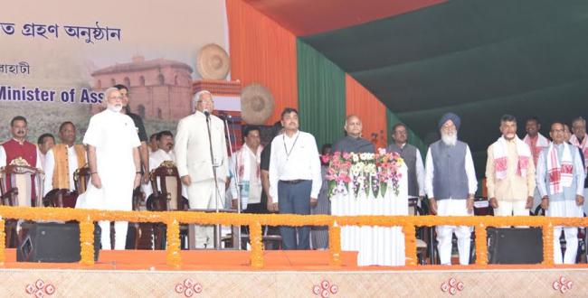 Narendra Modi being received by the Governor of Assam