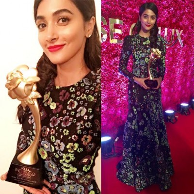 Pooja Hegde wins best debutante award at Lux Golden Rose Awards