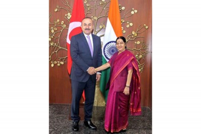 Sushma Swaraj meets Turkish Foreign Minister Mevlut Cavusoglu