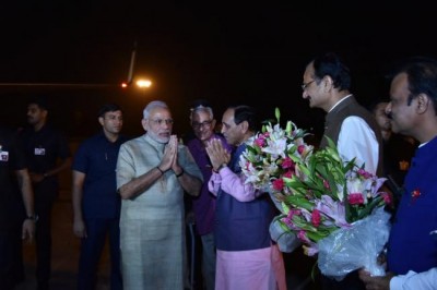 Narendra Modi reaches Gujarat