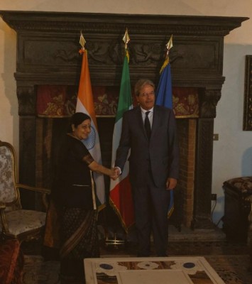 Sushma Swaraj meets Italian  Foreign Minister