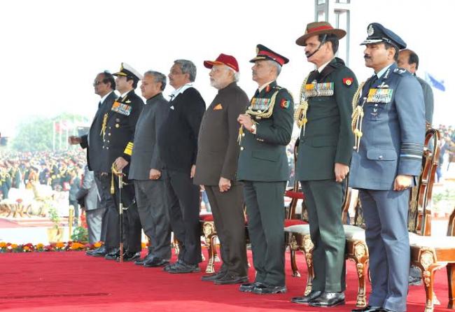  Narendra Modi taking salute from the NCC cadets