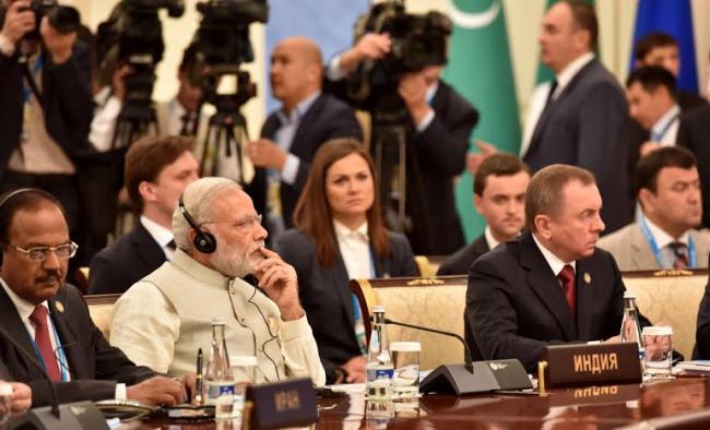 Narendra Modi in a group photograph