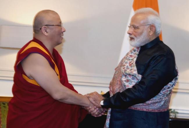  Narendra Modi with Jampa Donor, Buda Balzheivich Badmayev, Head Priest, Datsan Gunzechoinei Buddhist Temple