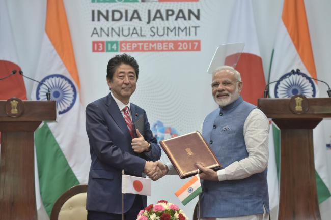 Nrendra Modi, Shinzo Abe deliver joint press statement in Gandhinagar