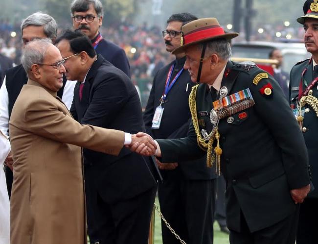 VVIPs arriving at saluting dais on the occasion of 68th Republic Day Parade