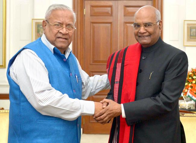 P.B. Acharya calling on the President
