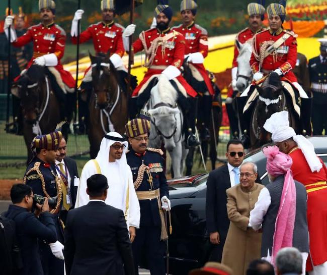 VVIPs arriving at saluting dais on the occasion of 68th Republic Day Parade