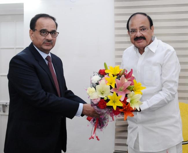 Labour minister and other central government officials call on Vice President of India
