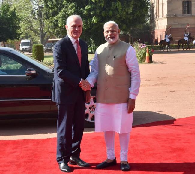  Prime Minister of Australia, Mr. Malcolm Turnbull introducing the Prime Minister, Narendra Modi to the Australian dignitaries