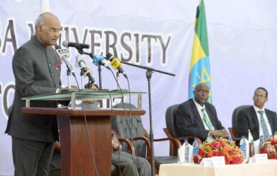 President Ram Nath Kovind addressing student community in Ethiopia