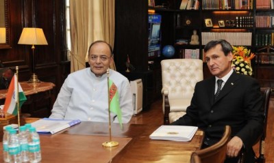Arun Jaitley meeting the Deputy Prime Minister and Minister of Foreign Affairs of Turkmenistan, Mr. Rashid O. Meredov