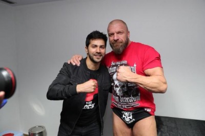 Varun Dhawan shares images with WWE stars Sasha Banks, Triple H