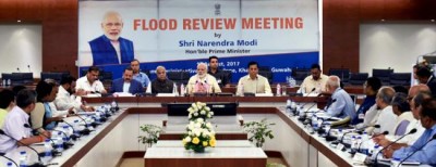 PM Modi holds meeting with CMs of north-eastern states in Assam to review the flood situation and relief work 