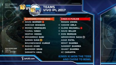 Kings XI Punjab win toss, elect to field against Hyderabad 