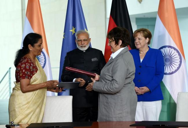 Narendra Modi accorded ceremonial welcome at German Chancellery, in Berlin, Germany